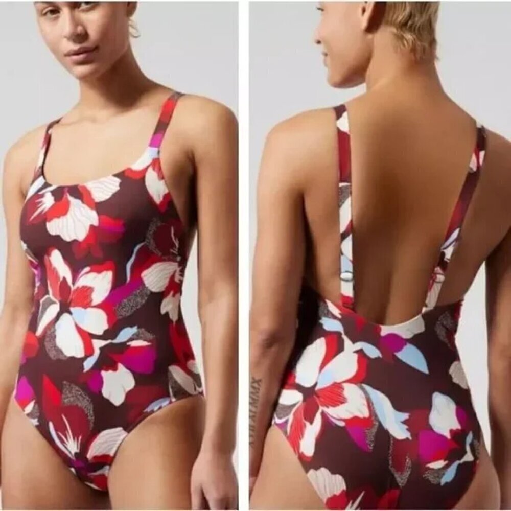 Athleta Hermosa One Piece‎ Swimsuit Size Large Hero Bloom Floral Beach Vacation